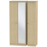 warwick light oak triple wardrobe tall with mirror