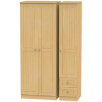 warwick beech triple wardrobe tall plain with 2 drawer