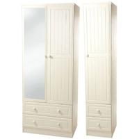 warwick cream triple wardrobe tall with drawer and mirror