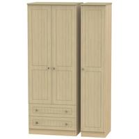 warwick light oak triple wardrobe tall with 2 drawer