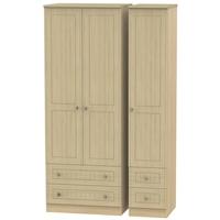 Warwick Light Oak Triple Wardrobe - Tall with Drawer