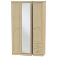 warwick light oak triple wardrobe tall with mirror and 2 drawer