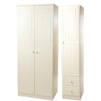 Warwick Cream Triple Wardrobe - Plain with 2 Drawer