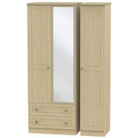 warwick light oak triple wardrobe tall with 2 drawer and mirror