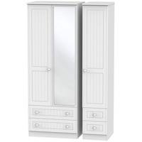 Warwick White Triple Wardrobe - Tall with Mirror and 2 Drawer