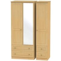 warwick beech triple wardrobe with drawer and mirror