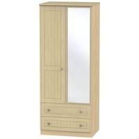 Warwick Light Oak Wardrobe - 2ft 6in with Mirror and 2 Drawer