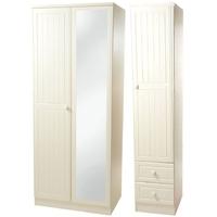 warwick cream triple wardrobe tall with mirror and 2 drawer