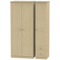 Warwick Light Oak Triple Wardrobe - Plain with 2 Drawer