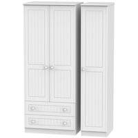 Warwick White Triple Wardrobe with 2 Drawer