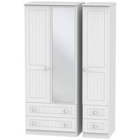 warwick white triple wardrobe with drawer and mirror