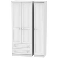 Warwick White Triple Wardrobe - Tall with 2 Drawer