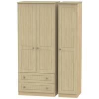 Warwick Light Oak Triple Wardrobe with 2 Drawer