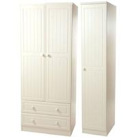 warwick cream triple wardrobe tall with 2 drawer