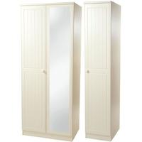 warwick cream triple wardrobe tall with mirror