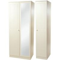 Warwick Cream Triple Wardrobe with Mirror