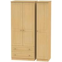 Warwick Beech Triple Wardrobe with 2 Drawer