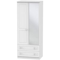 Warwick White Wardrobe - 2ft 6in with Mirror and 2 Drawer