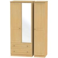 Warwick Beech Triple Wardrobe with 2 Drawer and Mirror