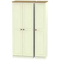 warwick cream and oak triple wardrobe tall plain