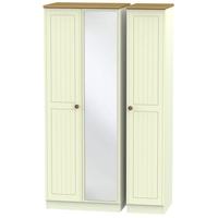 warwick cream and oak triple wardrobe tall with mirror