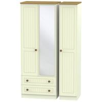 warwick cream and oak triple wardrobe tall with 2 drawer and mirror