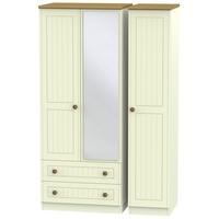 warwick cream and oak triple wardrobe with 2 drawer and mirror