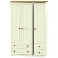 Warwick Cream and Oak Triple Wardrobe with Drawer