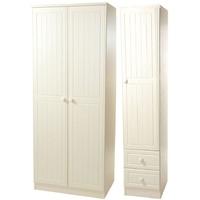 warwick cream triple wardrobe tall plain with 2 drawer