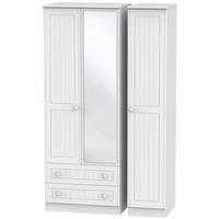 Warwick White Triple Wardrobe - Tall with 2 Drawer and Mirror