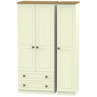 Warwick Cream and Oak Triple Wardrobe with 2 Drawer