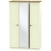 Warwick Cream and Oak Triple Wardrobe with Mirror