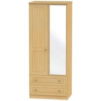 Warwick Beech Wardrobe - 2ft 6in with Mirror and 2 Drawer