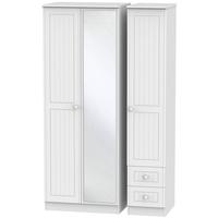 warwick white triple wardrobe tall with drawer and mirror