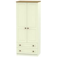 Warwick Cream and Oak Wardrobe - 2ft 6in with 2 Drawer