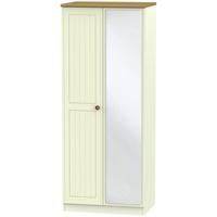 Warwick Cream and Oak Wardrobe - 2ft 6in with Mirror