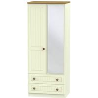 warwick cream and oak wardrobe 2ft 6in with mirror and 2 drawer