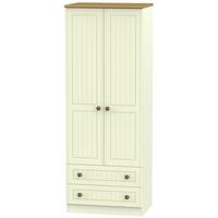 Warwick Cream and Oak Wardrobe - Tall 2ft 6in with 2 Drawer