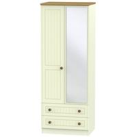 warwick cream and oak wardrobe tall 2ft 6in with mirror and 2 drawer