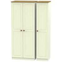 Warwick Cream and Oak Triple Plain Wardrobe