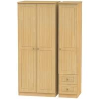 warwick beech triple wardrobe plain with 2 drawer