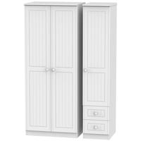 Warwick White Triple Wardrobe - Plain with 2 Drawer