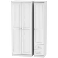 Warwick White Triple Wardrobe - Tall Plain with 2 Drawer