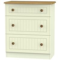 Warwick Cream and Oak Chest of Drawer - 3 Drawer Deep