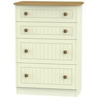 Warwick Cream and Oak Chest of Drawer - 4 Drawer Deep