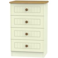 Warwick Cream and Oak Chest of Drawer - 4 Drawer Midi