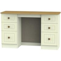 Warwick Cream and Oak Dressing Table - Knee Hole Double Pedestal