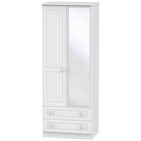 Warwick White Wardrobe - Tall 2ft 6in with Mirror and 2 Drawer