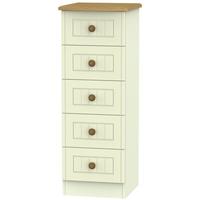 Warwick Cream and Oak Chest of Drawer - 5 Drawer Locker