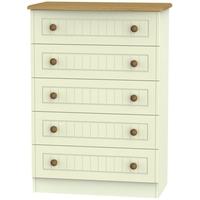 Warwick Cream and Oak Chest of Drawer - 5 Drawer